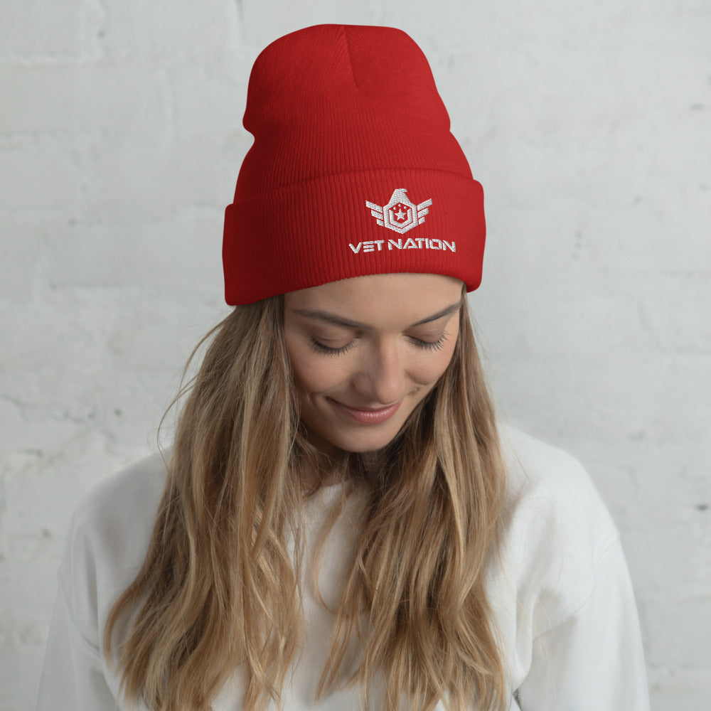 Vet Nation Embroidered Cuffed Beanie